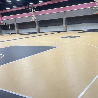Shock Absorption SPU Wooden Texture Basketball Court Surfaces for Indoor Outdoor