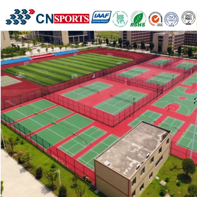ITF Resilient Tennis Court Flooring With Buffering Cushion Layer And Acrylic Topcoat Layer
