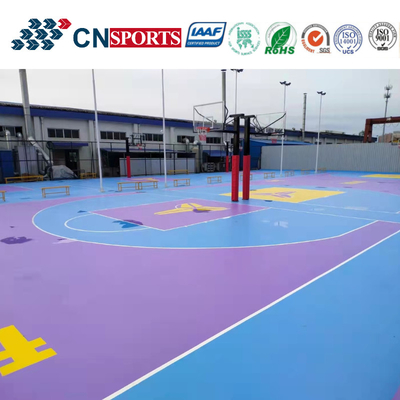 Anti Slip Elastic SPU Flooring Blue Outdoor Basketball Court Flooring