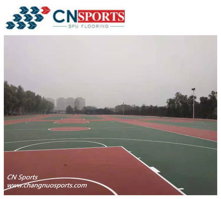 Red SPU Basketball Cout Flooring For Schools with two-component modified acrylic resilience layer