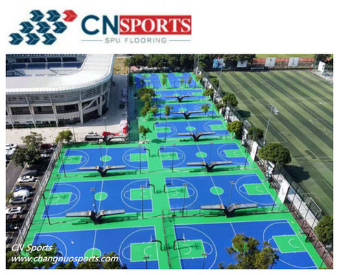 Blue Seamless Polyurethane Sports Floors Shock Absorption