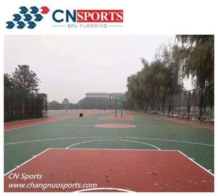 Red SPU Basketball Cout Flooring For Schools with two-component modified acrylic resilience layer