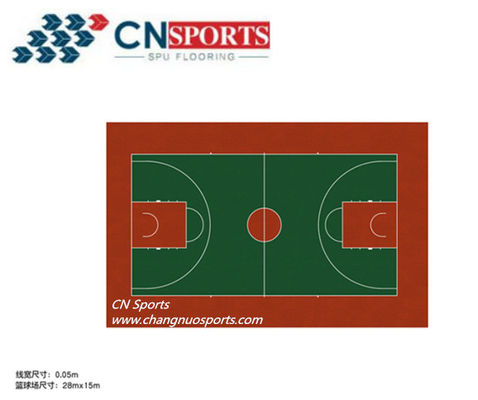 0.8mm Vertical Deformation and Level 1 Flame Retardancy Silicon PU Flooring for Basketball