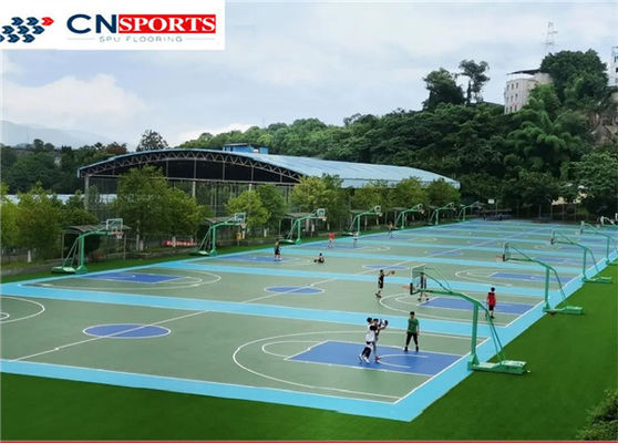 Blue SPU Flooring , 2.3mm Indoor Basketball Court Flooring