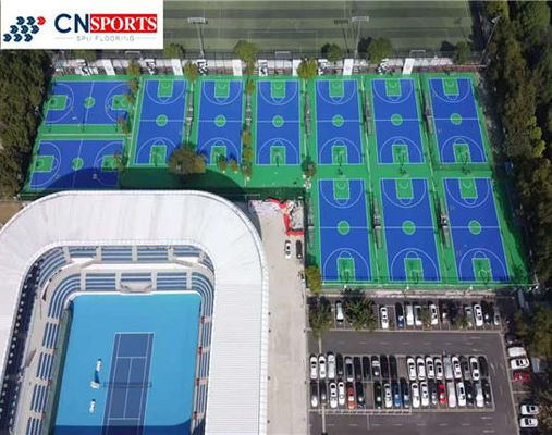 Blue SPU Flooring , 2.3mm Indoor Basketball Court Flooring