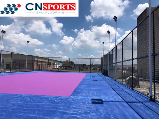 Anti Slip Elastic SPU Flooring Blue Outdoor Basketball Court Flooring