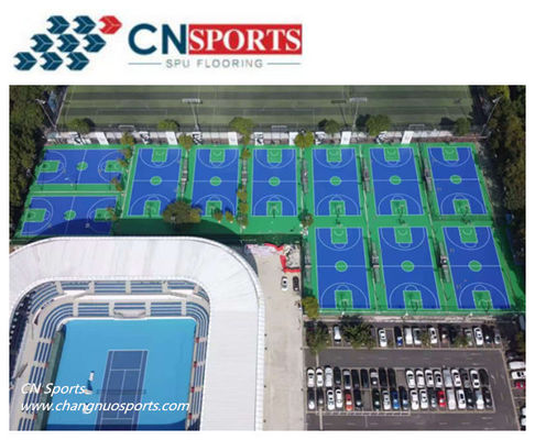 Blue Seamless Polyurethane Sports Floors Shock Absorption